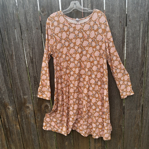 Old Navy Dresses & Skirts - OLD NAVY XL FLORAL SHIFT DRESS LONG SLEEVES